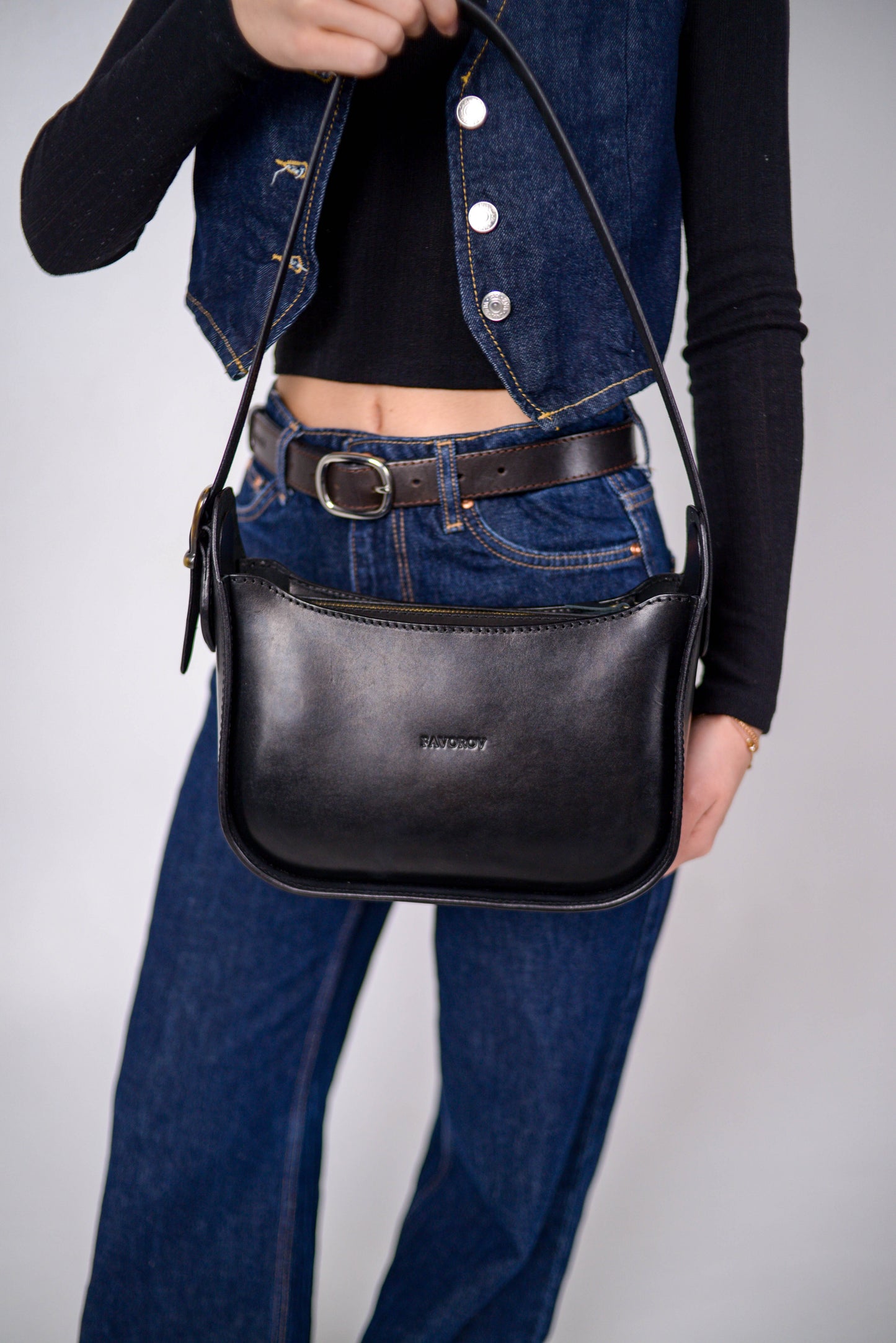 Womens leather bag, Full Grain Leather shoulder bag, Gift for Women, Black leather bag