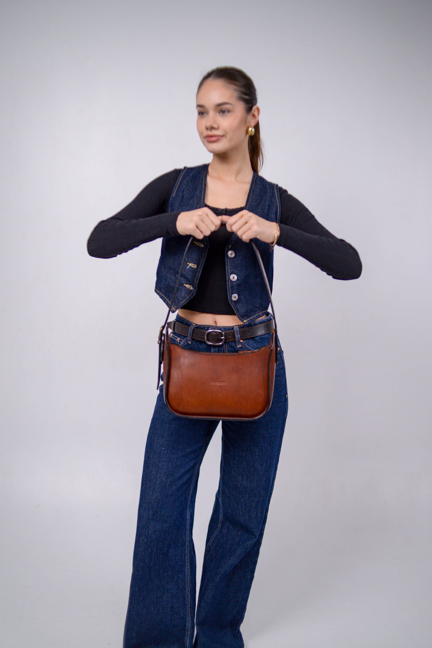 Womens leather bag, Full Grain Leather shoulder bag, Gift for Women, brown cognac leather bag