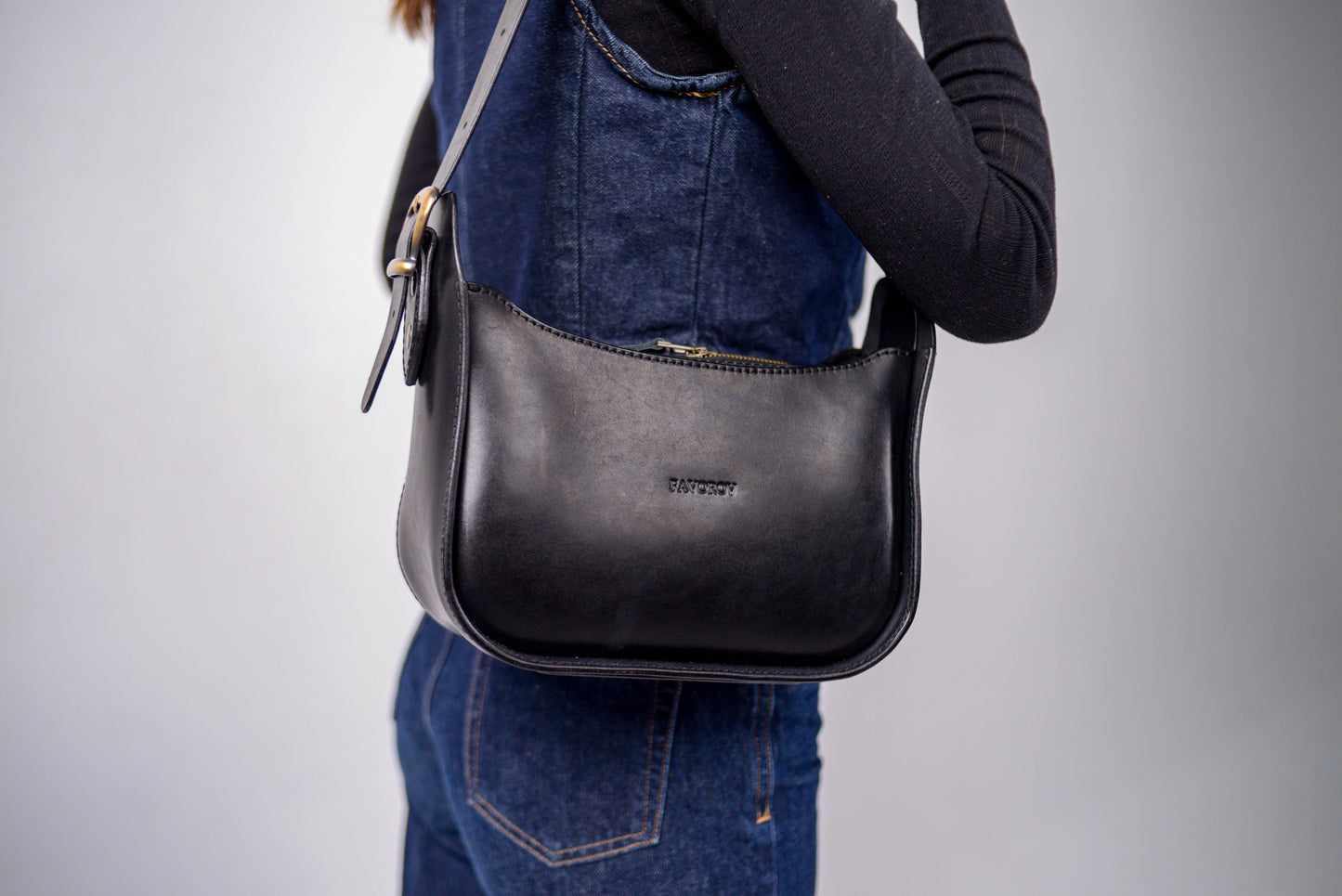 Womens leather bag, Full Grain Leather shoulder bag, Gift for Women, Black leather bag