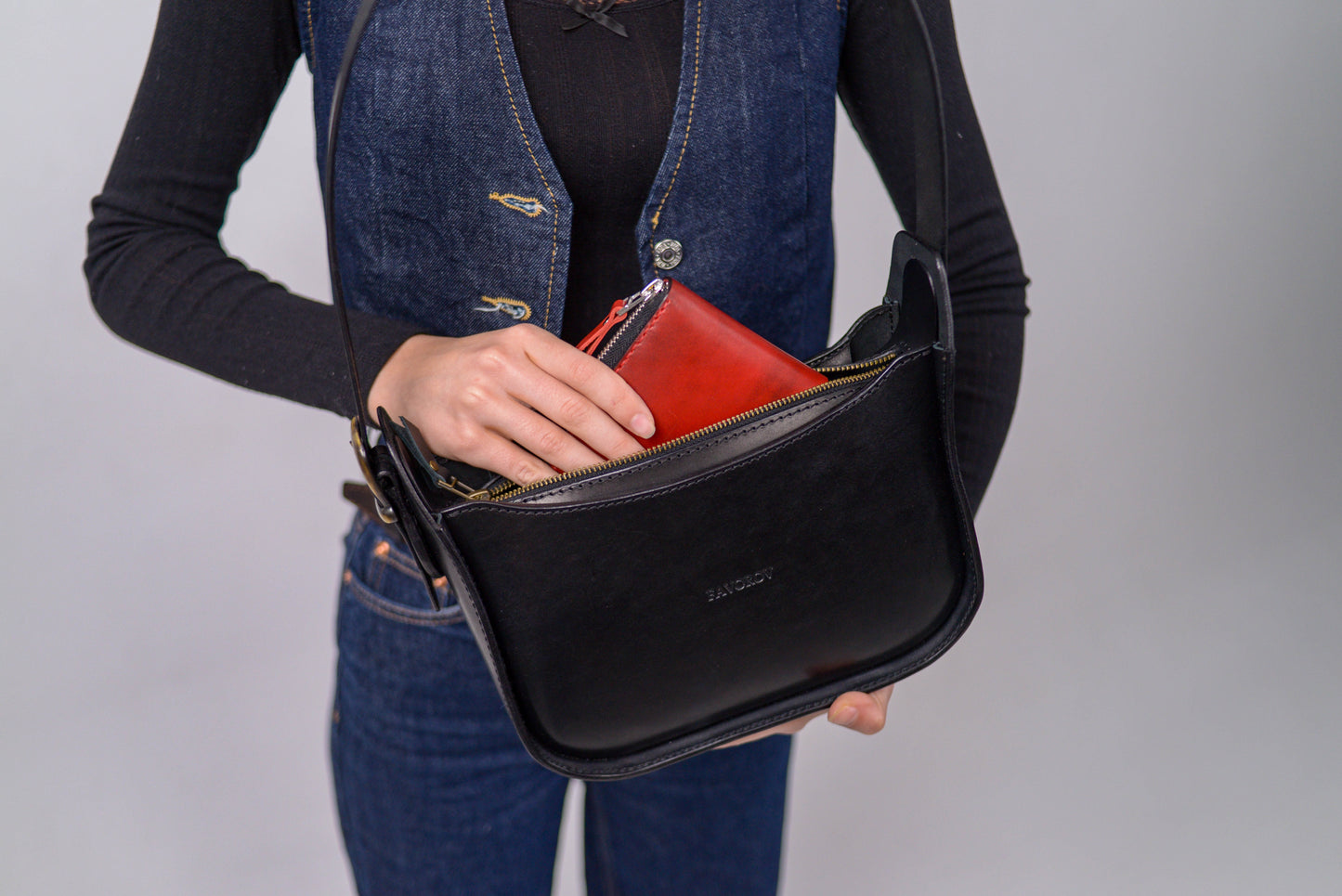 Womens leather bag, Full Grain Leather shoulder bag, Gift for Women, Black leather bag