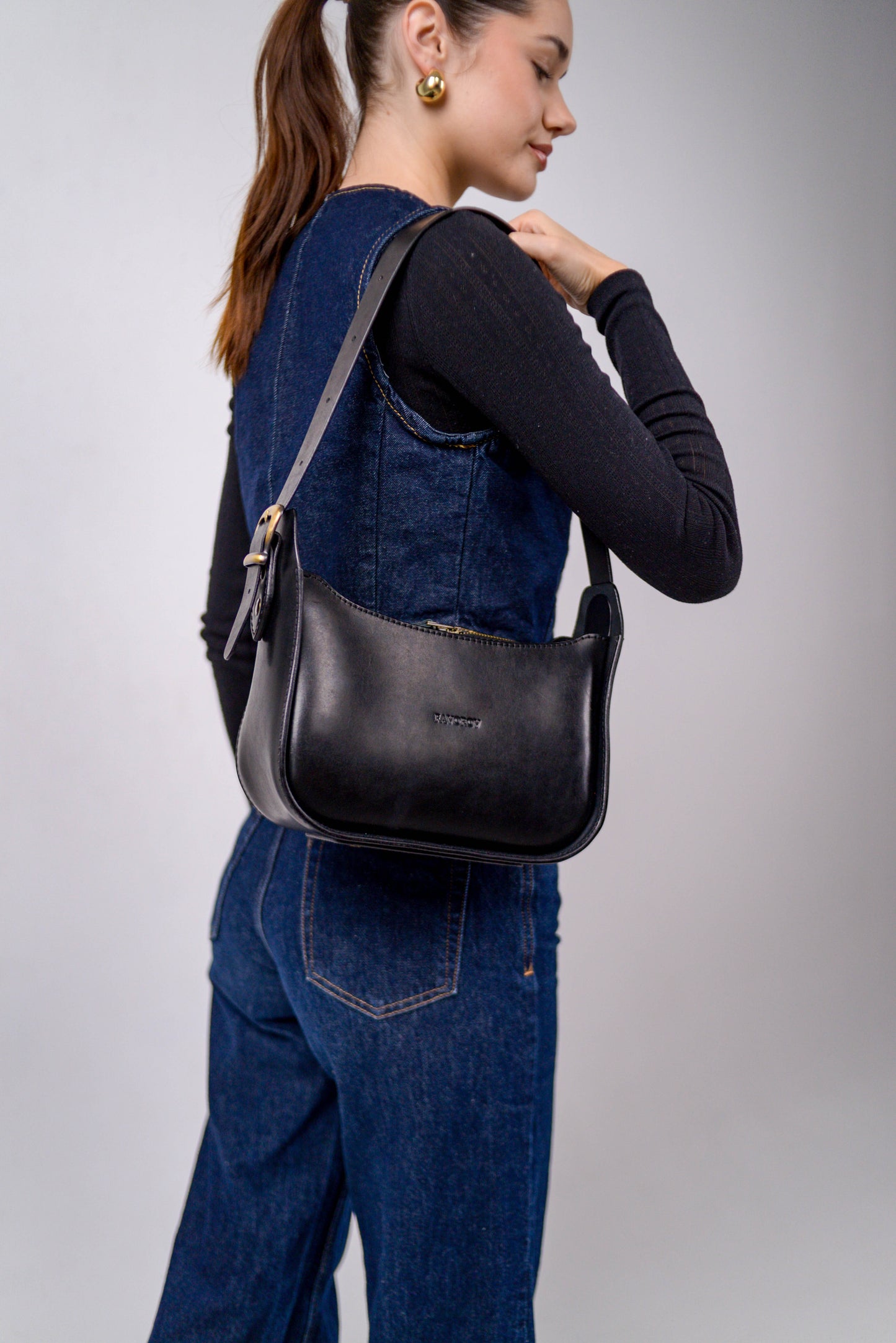 Womens leather bag, Full Grain Leather shoulder bag, Gift for Women, Black leather bag