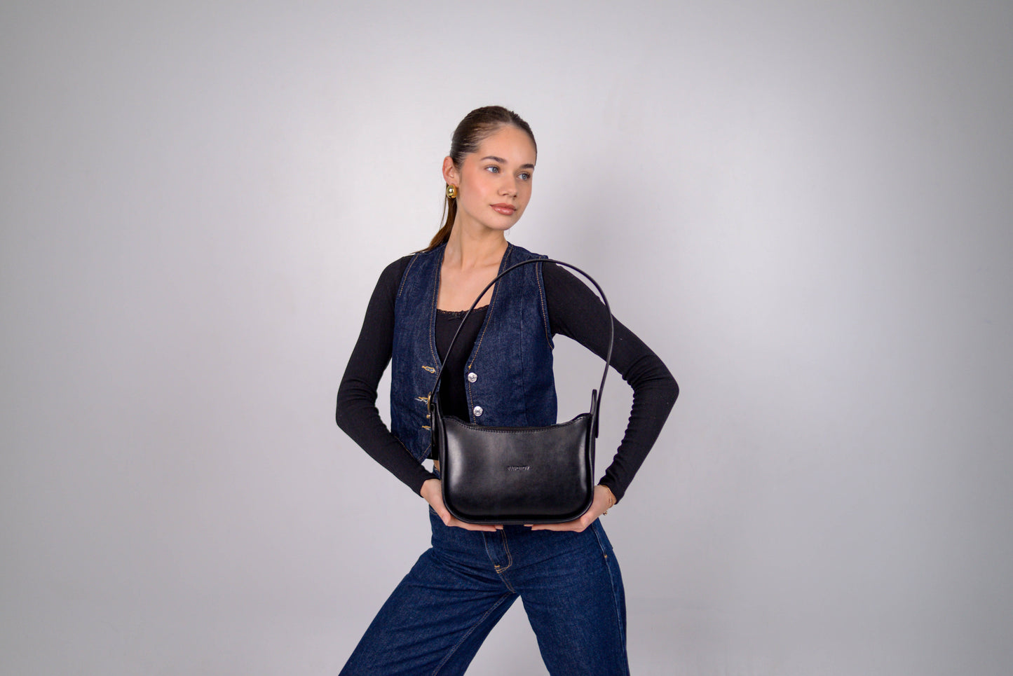 Womens leather bag, Full Grain Leather shoulder bag, Gift for Women, Black leather bag