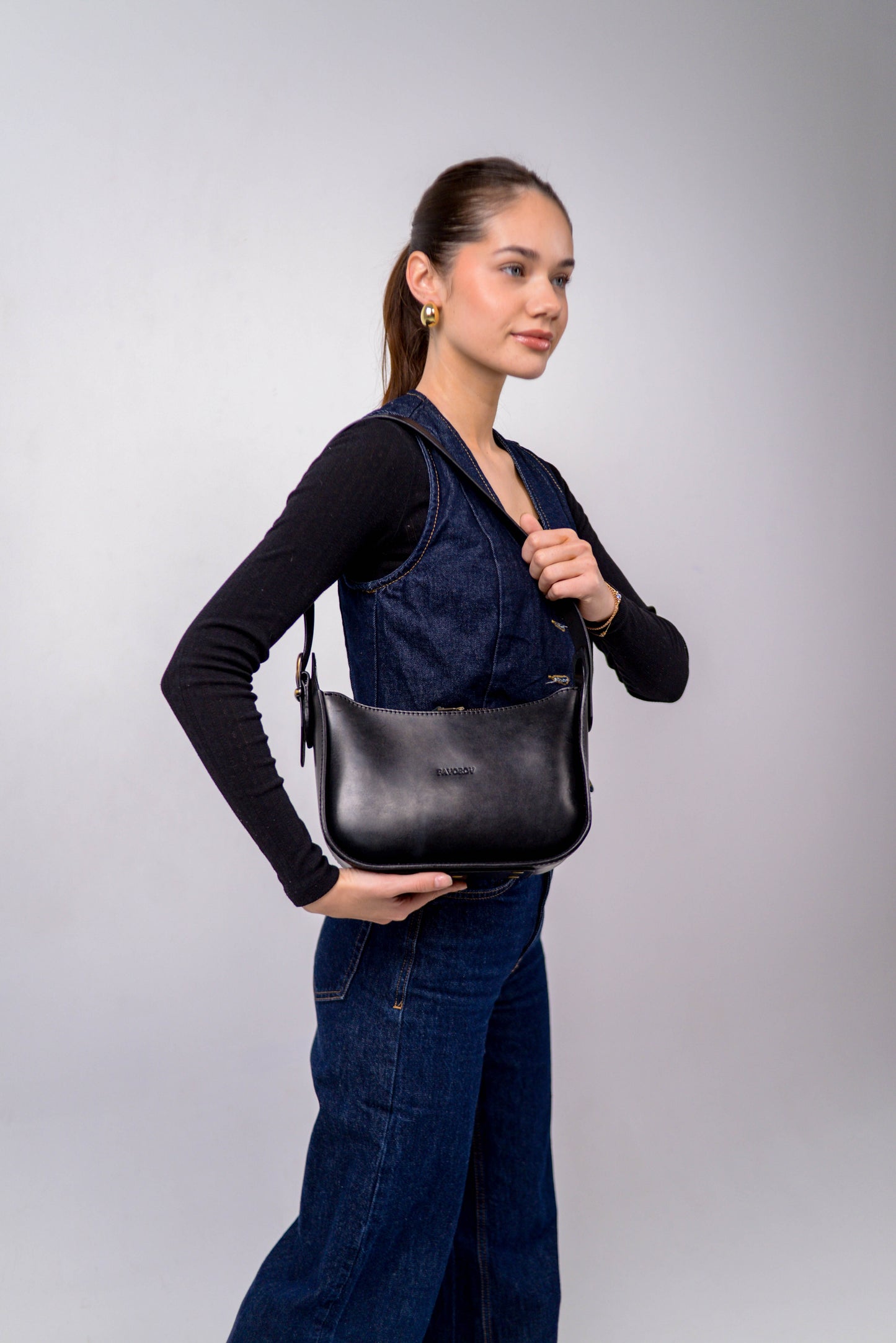 Womens leather bag, Full Grain Leather shoulder bag, Gift for Women, Black leather bag