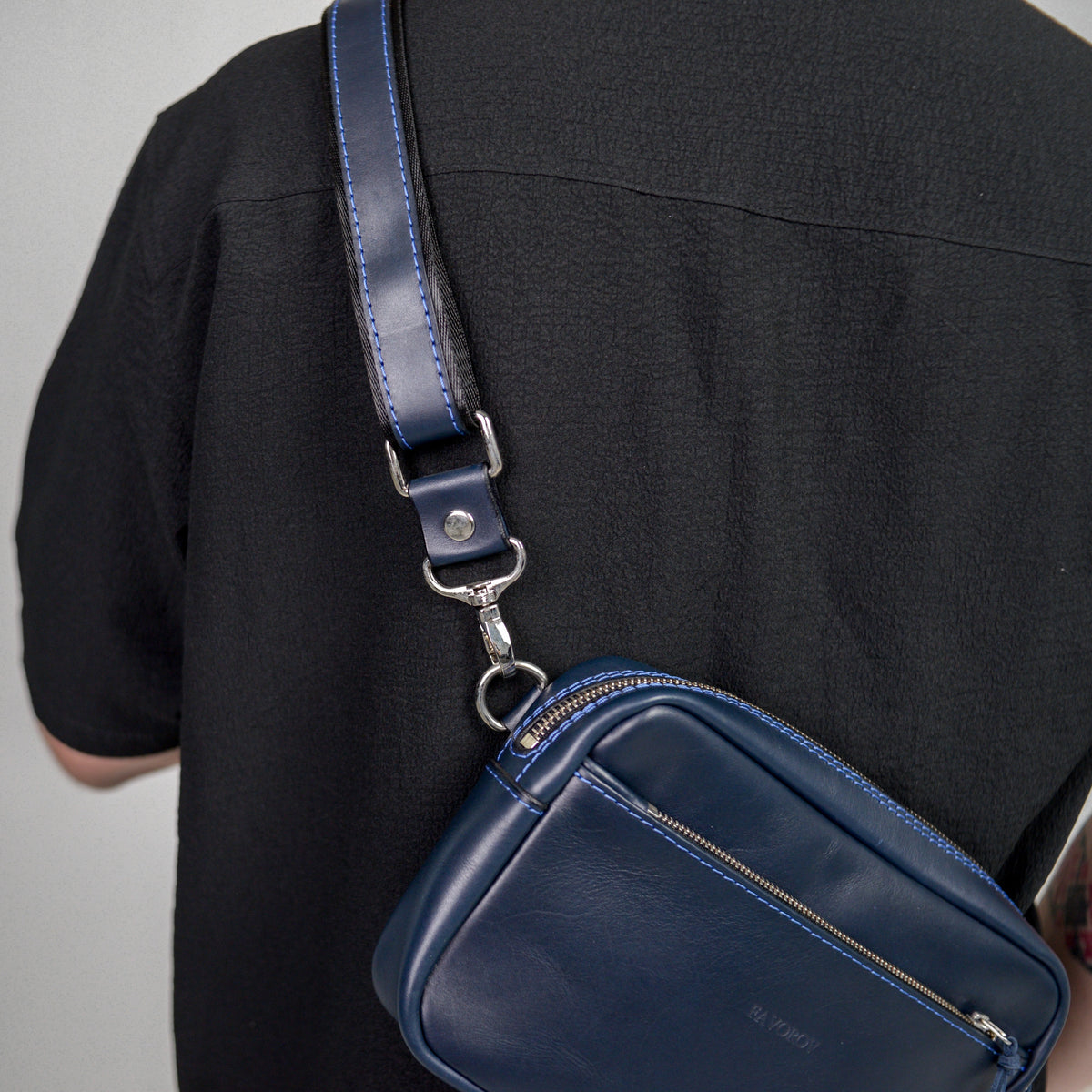 Blue shoulder bag, leather belt bag, men’s leather bag, belt bag, waist bag, crossbody bag