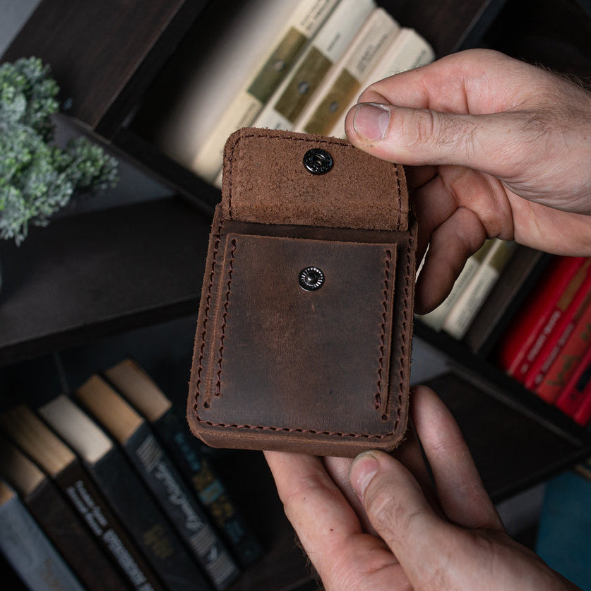 Brown Leather Money Clip, Small leather wallet, Full grain Leather Money Clip, Gift for Men