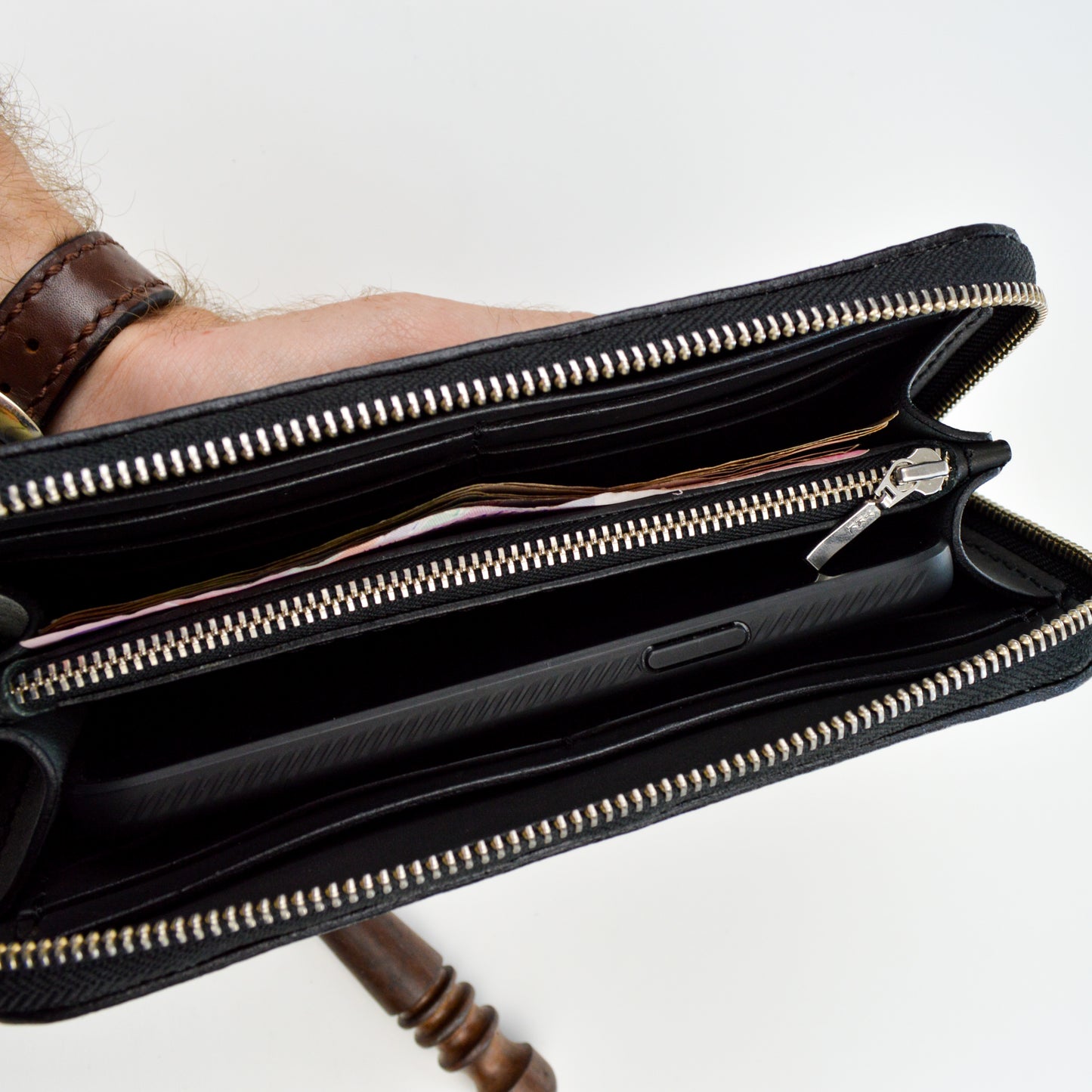 Black leather clutch, leather wallet mens, Personalized wallet, phone wallet case, crossbody wallet, zipped leather wallet