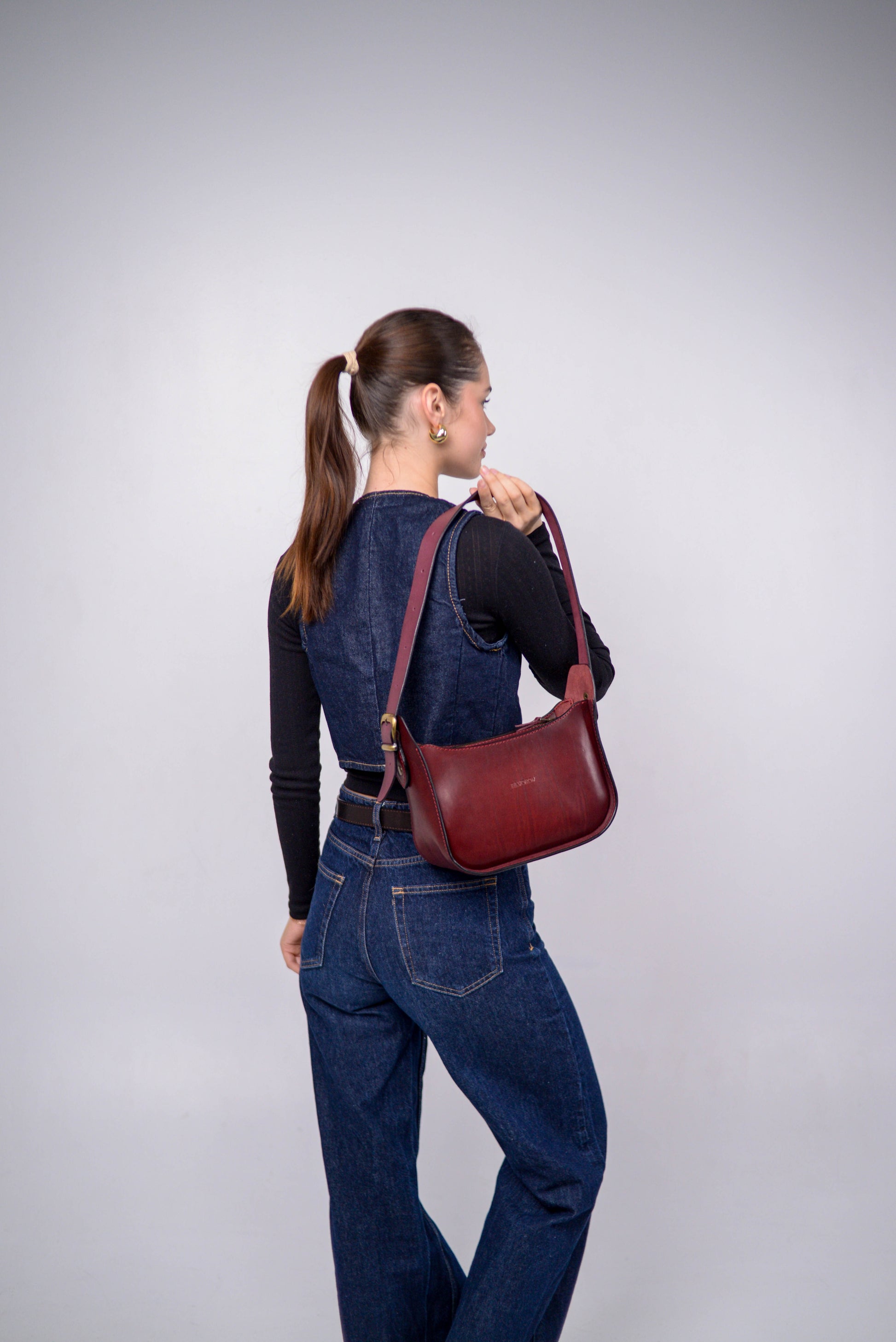 Womens leather bag, Full Grain Leather shoulder bag, Gift for Women, Burgundy leather bag