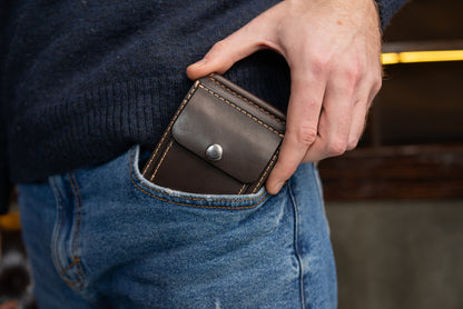 Brown Leather Money Clip, Small leather wallet, Full grain Leather Money Clip, Gift for Men,