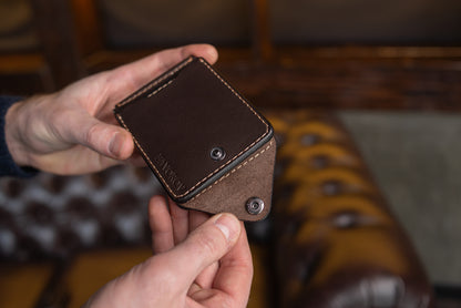 Brown Leather Money Clip, Small leather wallet, Full grain Leather Money Clip, Gift for Men,