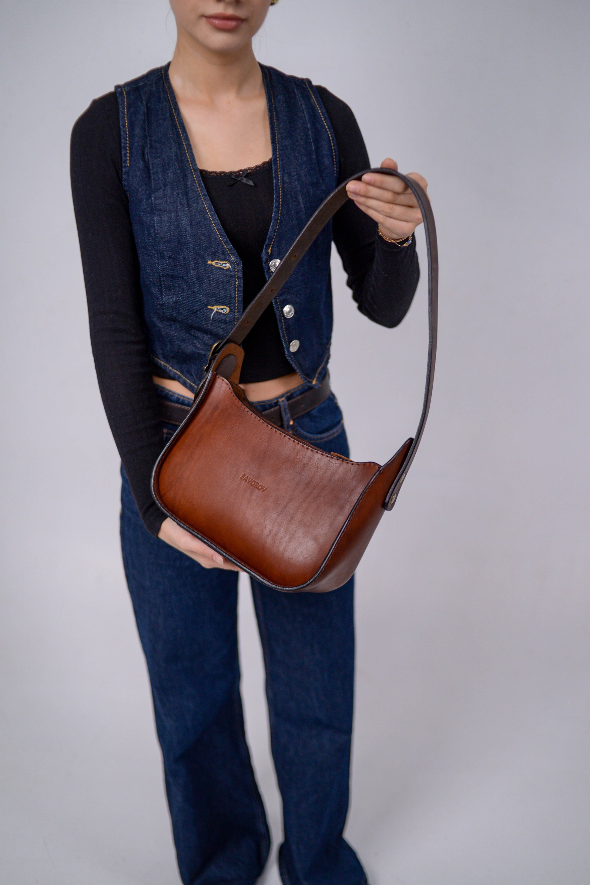 Womens leather bag, Full Grain Leather shoulder bag, Gift for Women, brown cognac leather bag