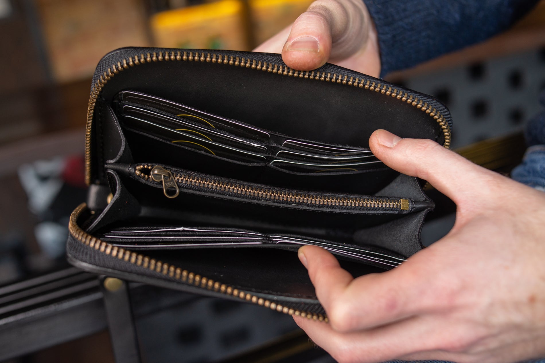 Personalized Leather Clutch, Full Grain Leather Clutch, Black men's leather wallet