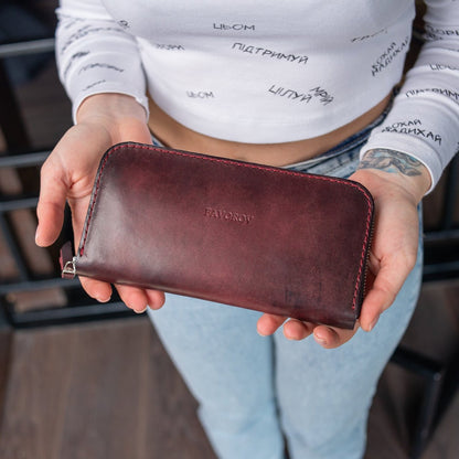 Personalized Leather Clutch, Full Grain Leather Clutch Wallet