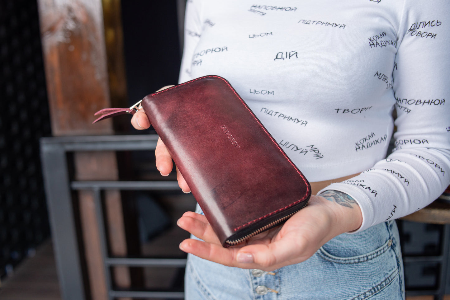 Personalized Leather Clutch, Full Grain Leather Clutch Wallet