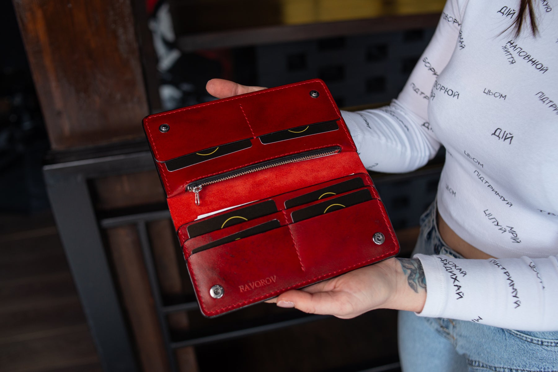 Personalized Long leather wallet, Full grain leather Leather Red wallet , Wallet for Her