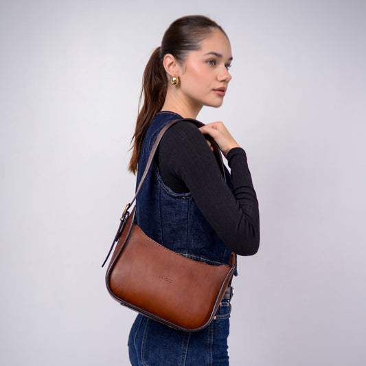 Womens leather bag, Full Grain Leather shoulder bag, Gift for Women, brown cognac leather bag