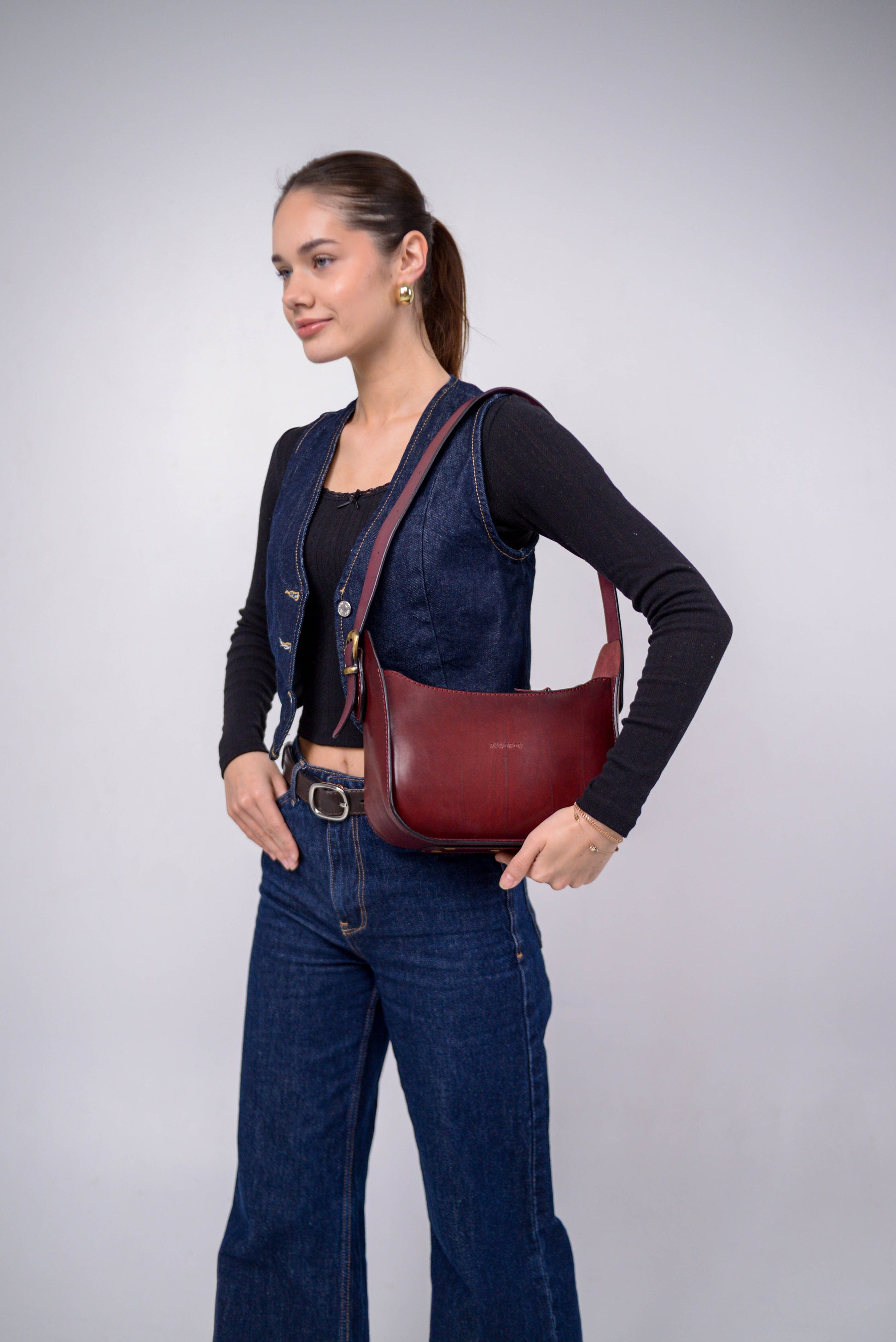Womens leather bag, Full Grain Leather shoulder bag, Gift for Women, Burgundy leather bag