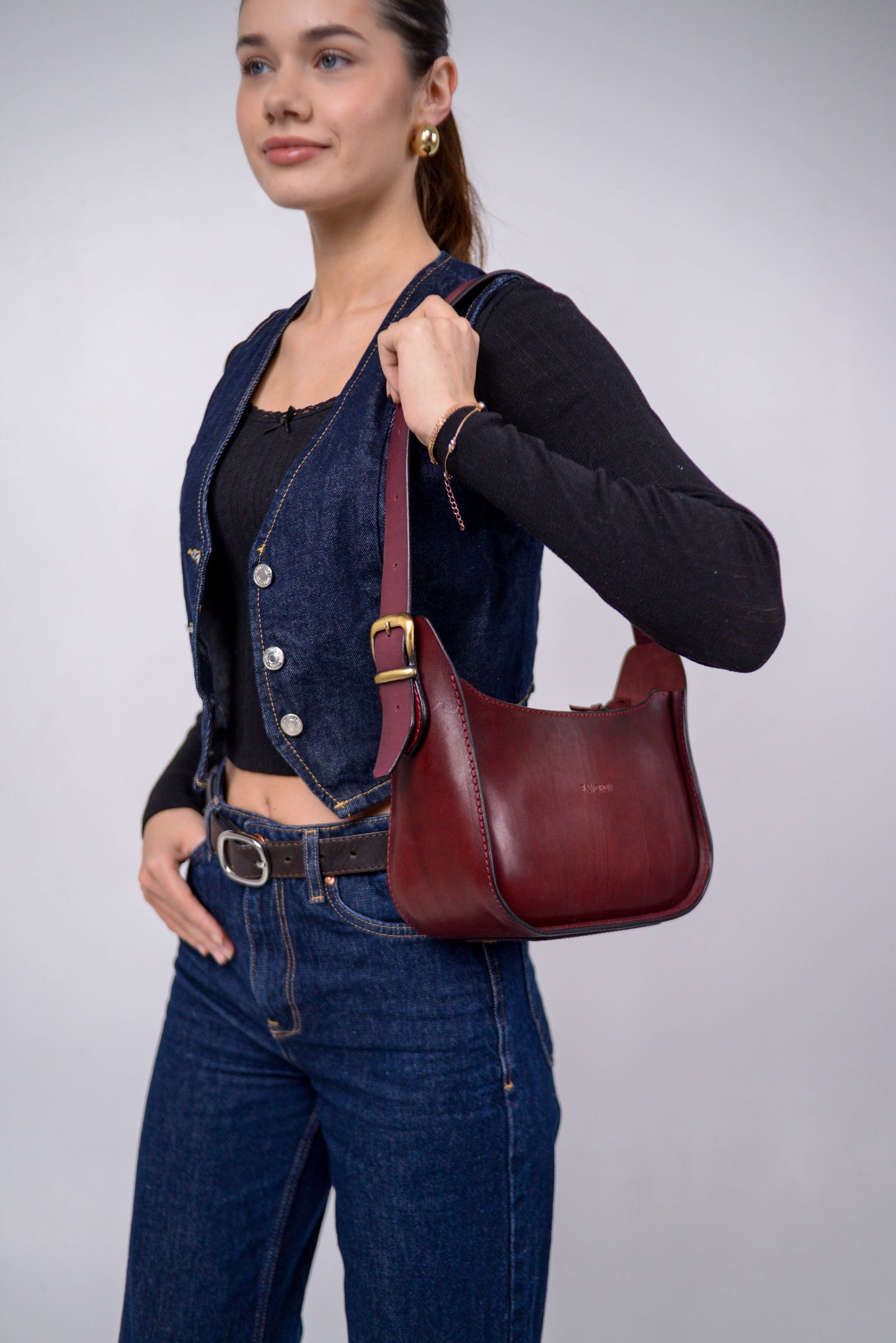 Womens leather bag, Full Grain Leather shoulder bag, Gift for Women, Burgundy leather bag