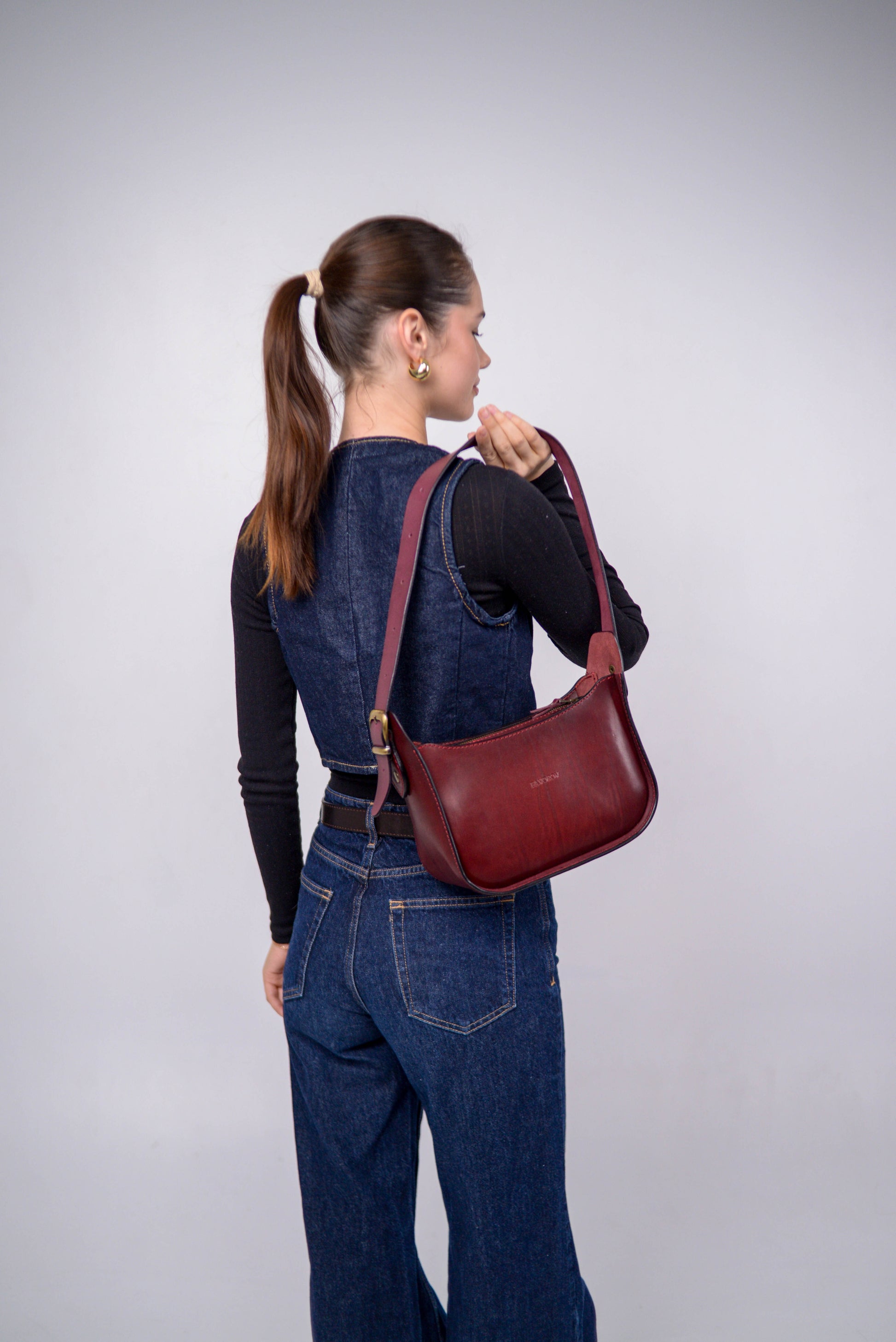 Womens leather bag, Full Grain Leather shoulder bag, Gift for Women, Burgundy leather bag