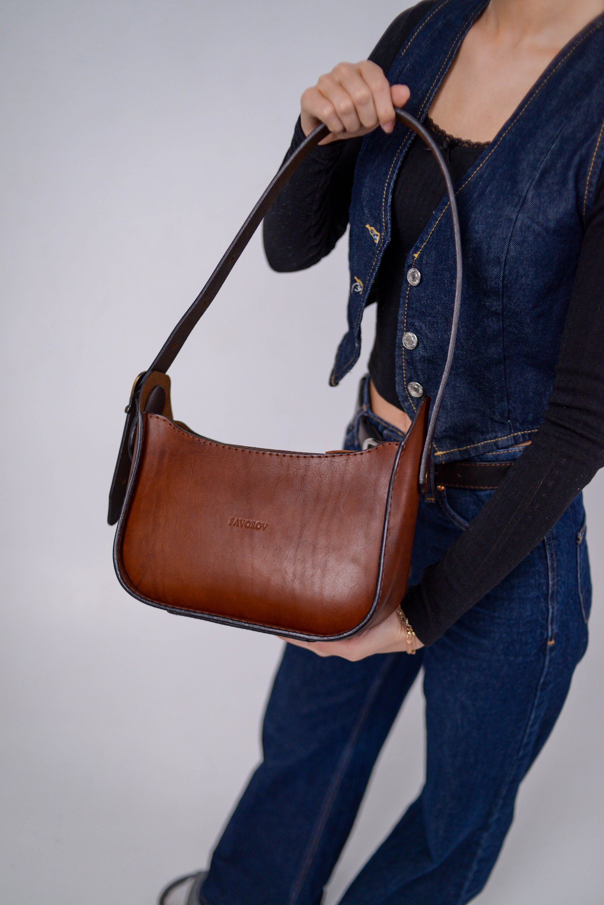 Womens leather bag, Full Grain Leather shoulder bag, Gift for Women, brown cognac leather bag