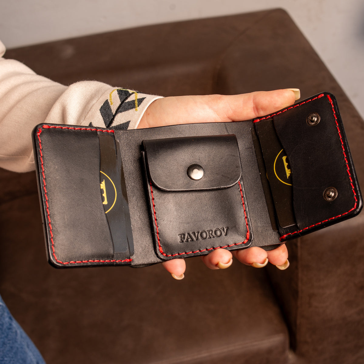 Black Trifold Leather Wallet, Vintage Look Wallet