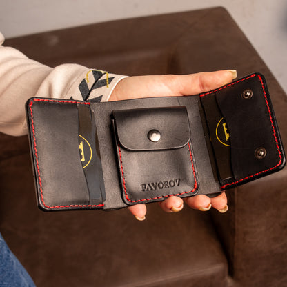 Black Trifold Leather Wallet, Vintage Look Wallet