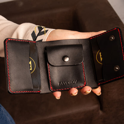 Black Trifold Leather Wallet, Vintage Look Wallet