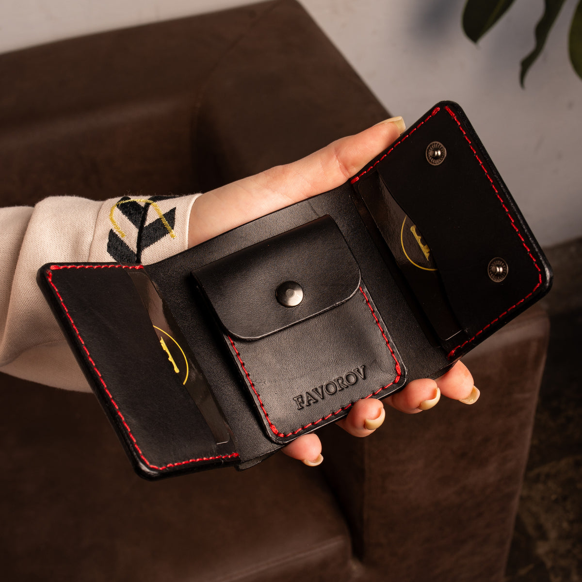 Black Trifold Leather Wallet, Vintage Look Wallet