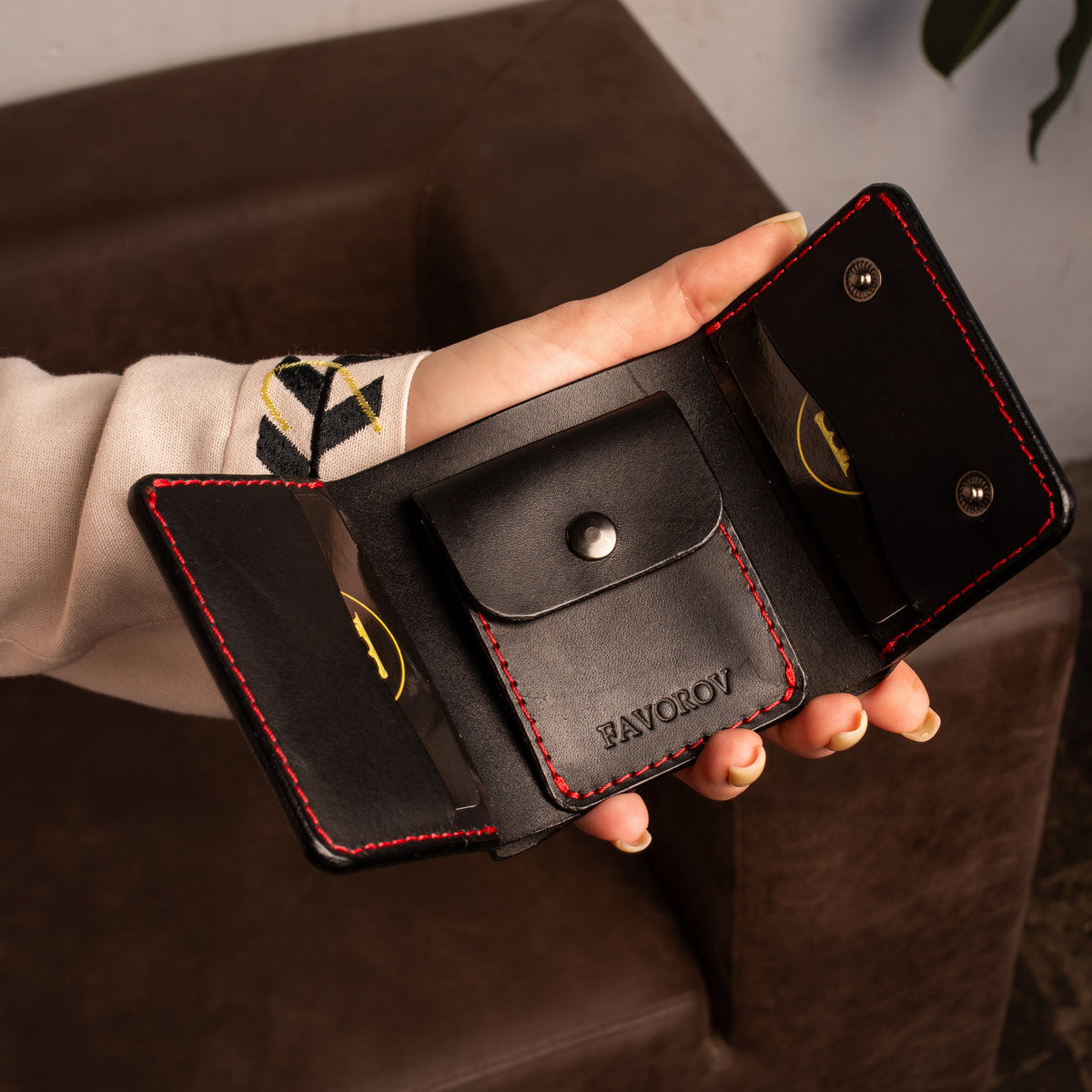 Black Trifold Leather Wallet, Vintage Look Wallet
