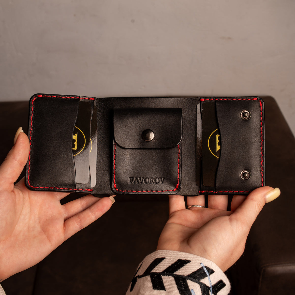 Black Trifold Leather Wallet, Vintage Look Wallet