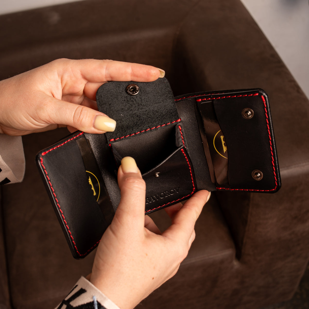 Black Trifold Leather Wallet, Vintage Look Wallet