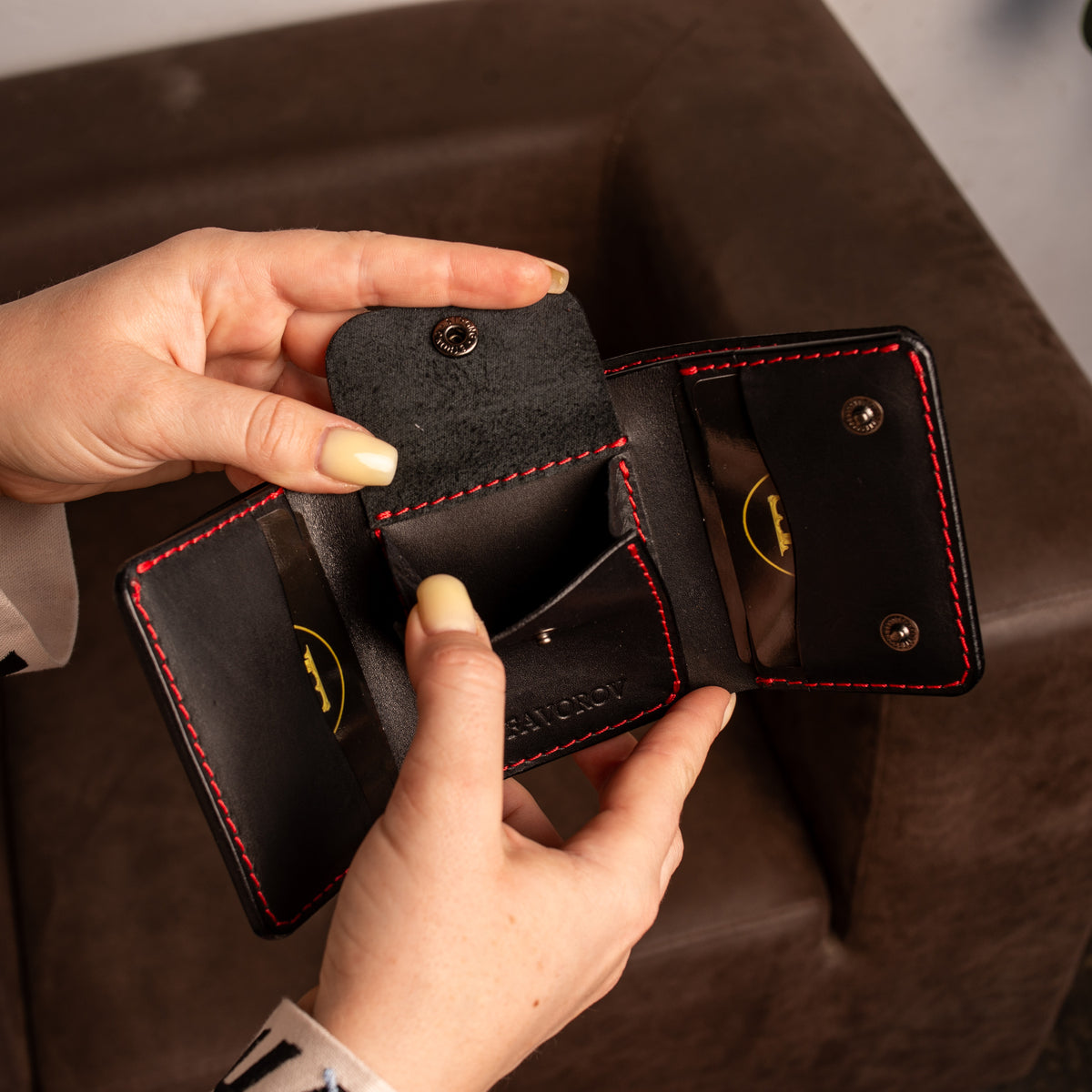 Black Trifold Leather Wallet, Vintage Look Wallet