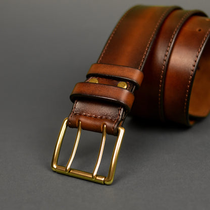 Leather Belt, Full Grain Leather Belt, Brown Leather Belt 5 cm wide, Brass buckle