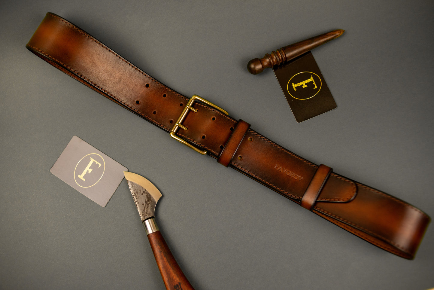 Leather Belt, Full Grain Leather Belt, Brown Leather Belt 5 cm wide, Brass buckle