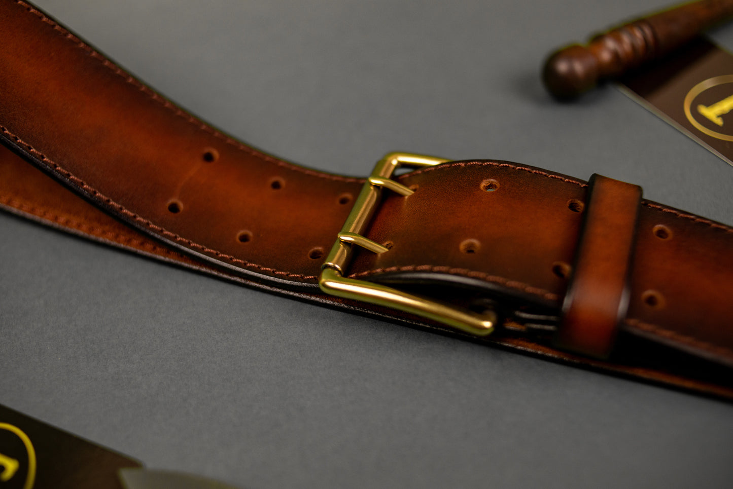 Leather Belt, Full Grain Leather Belt, Brown Leather Belt 5 cm wide, Brass buckle