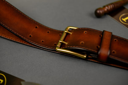 Leather Belt, Full Grain Leather Belt, Brown Leather Belt 5 cm wide, Brass buckle