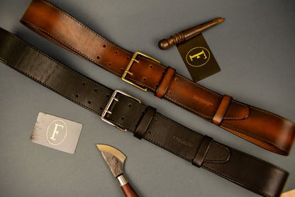 Leather Belt, Full Grain Leather Belt, Brown Leather Belt 5 cm wide, Brass buckle