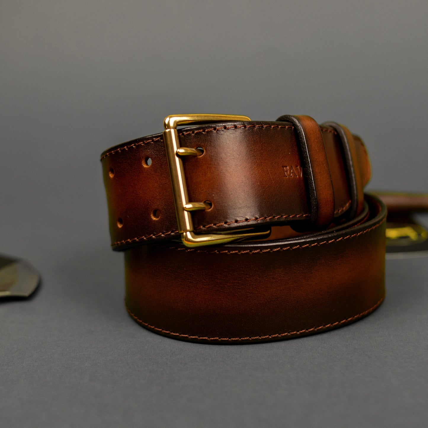 Leather Belt, Full Grain Leather Belt, Brown Leather Belt 5 cm wide, Brass buckle