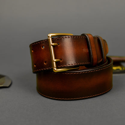 Leather Belt, Full Grain Leather Belt, Brown Leather Belt 5 cm wide, Brass buckle
