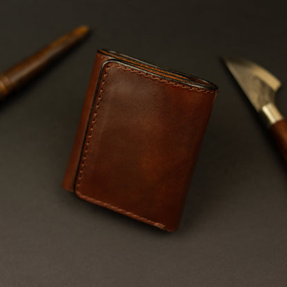 Cognac-Brown Trifold Leather Wallet, Vintage Look Wallet