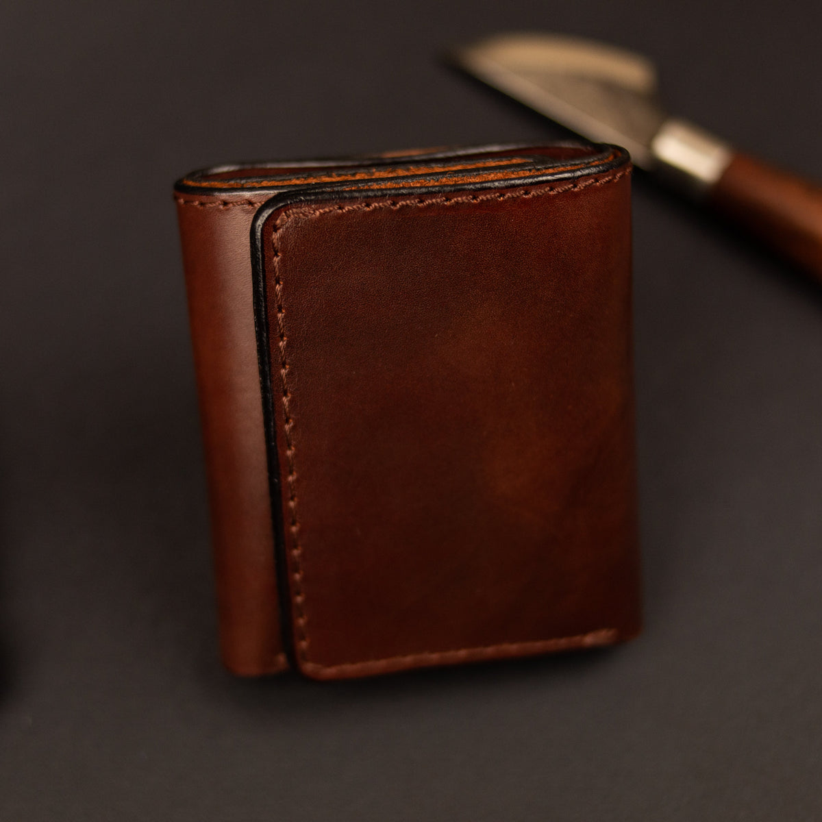 Cognac-Brown Trifold Leather Wallet, Vintage Look Wallet