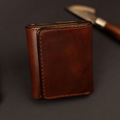 Cognac-Brown Trifold Leather Wallet, Vintage Look Wallet