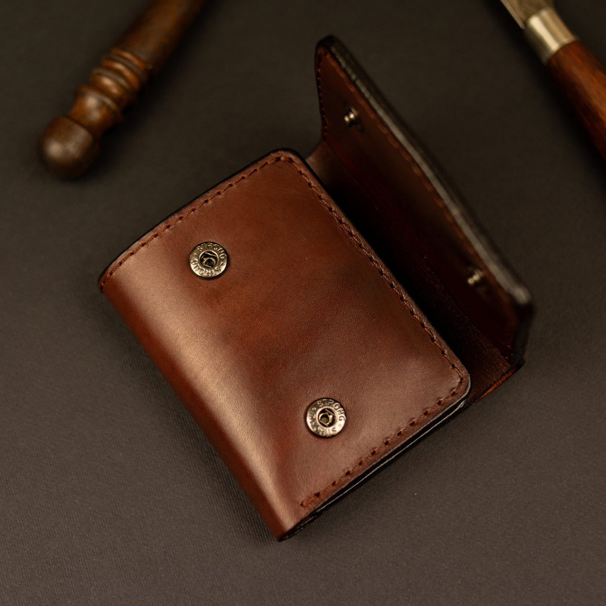 Cognac-Brown Trifold Leather Wallet, Vintage Look Wallet