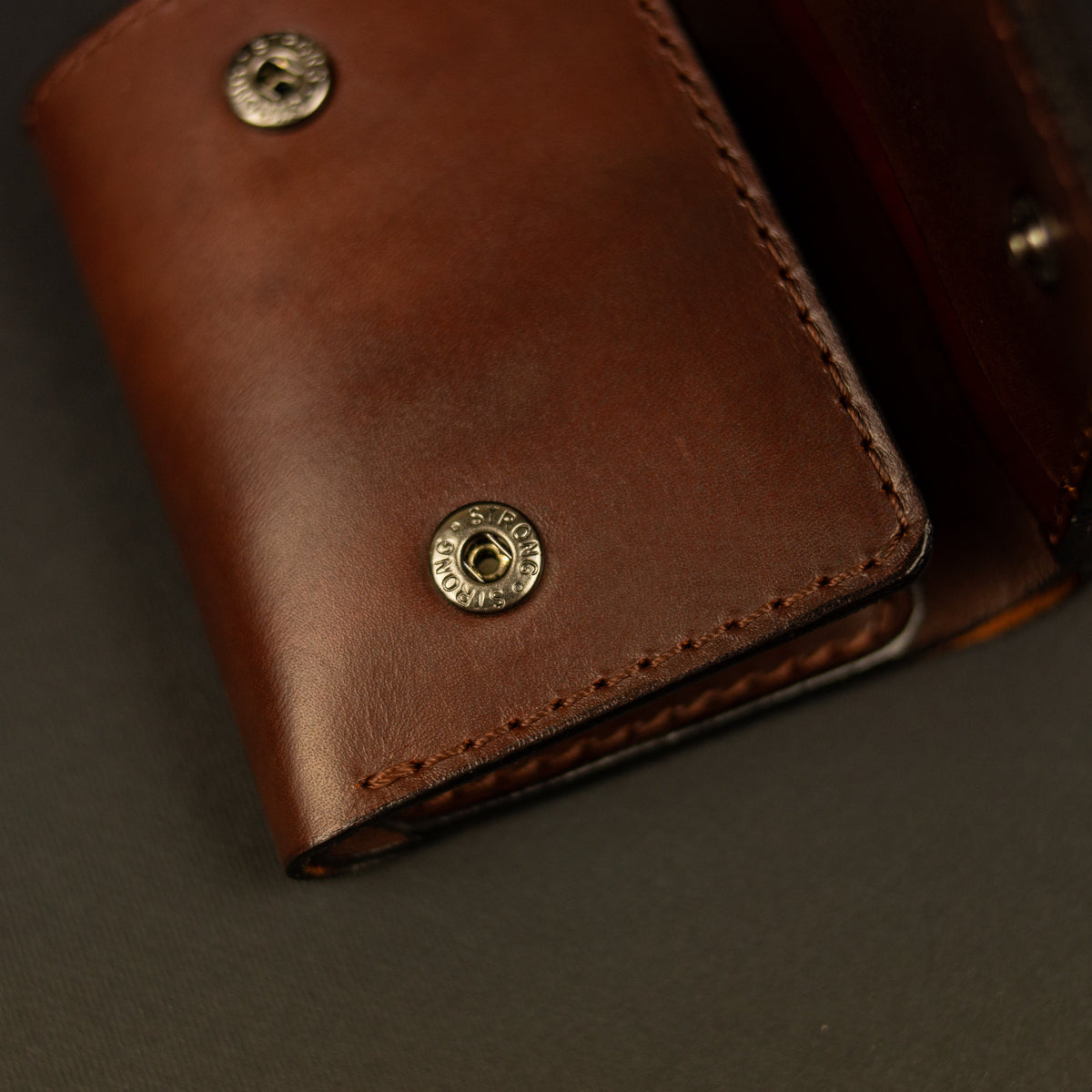 Cognac-Brown Trifold Leather Wallet, Vintage Look Wallet