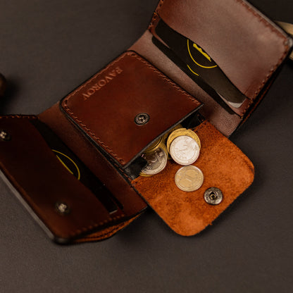 Cognac-Brown Trifold Leather Wallet, Vintage Look Wallet