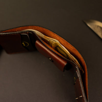 Cognac-Brown Trifold Leather Wallet, Vintage Look Wallet