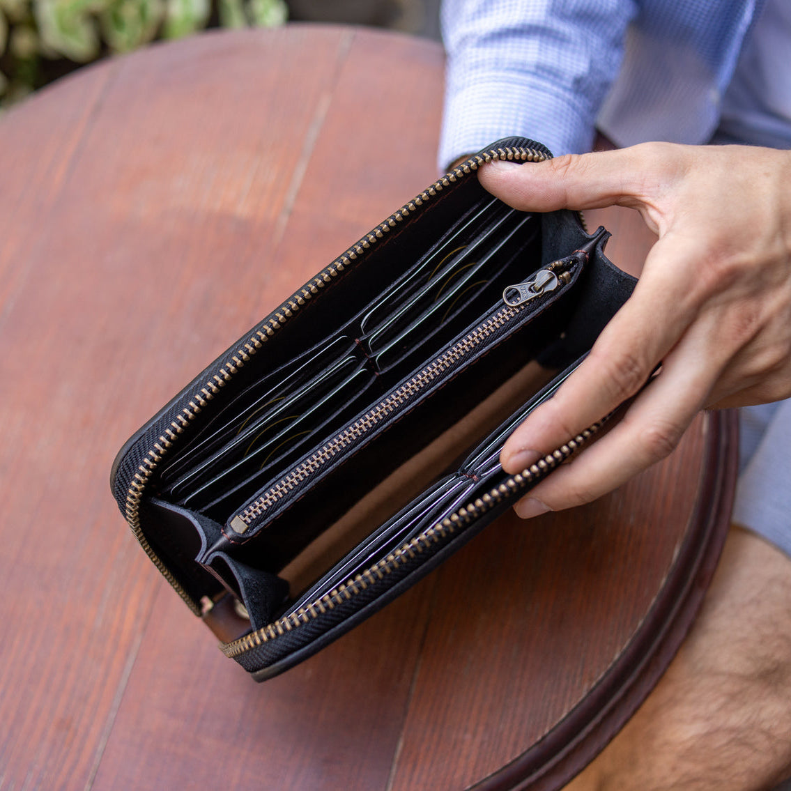 Brown Leather Clutch, Full Grain Leather Clutch, Brown men's leather wallet, Zipped wallet, Wrist Bag, Men's purse,