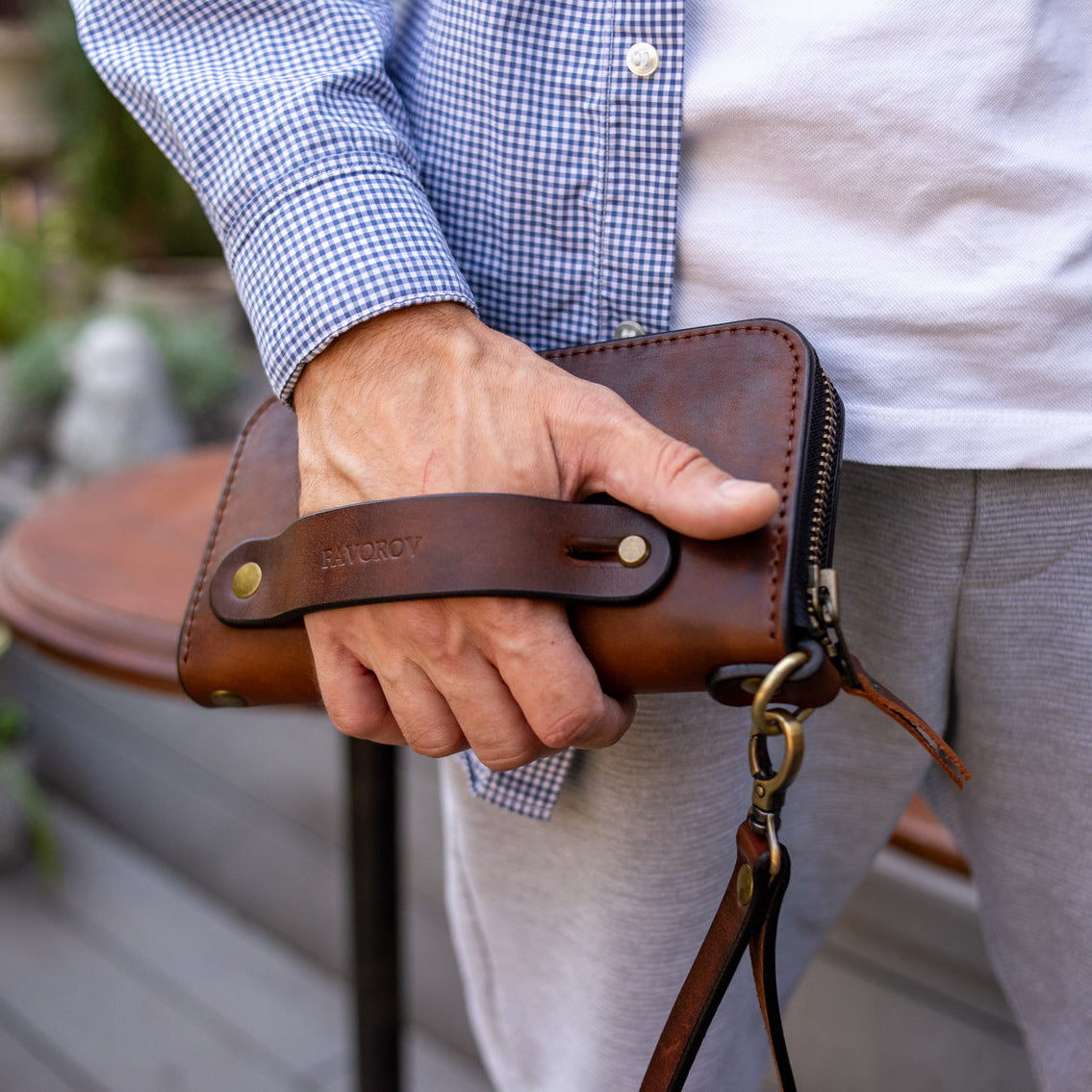 Brown Leather Clutch, Full Grain Leather Clutch, Brown men's leather wallet, Zipped wallet, Wrist Bag, Men's purse,