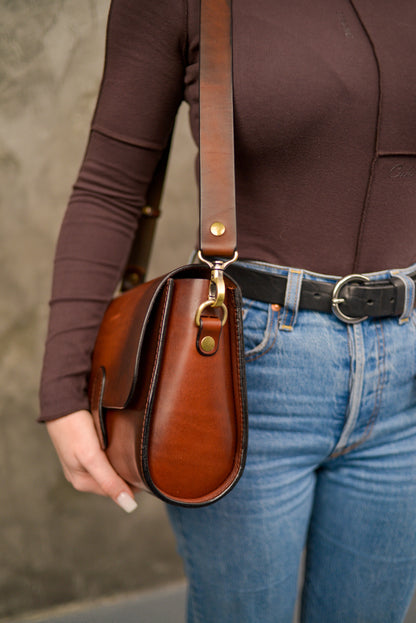 Womens leather bag, Full Grain Leather shoulder bag, Gift for Women, Cognac Purse for Her, Crossbody Bag 