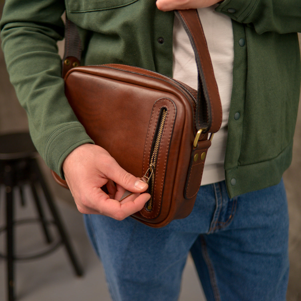 Personalized Full Grain Leather bag, Gift for men, Tablet Bag, leather crossbody bag, Satchel Bag, Messenger bag