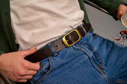Full Grain Leather Belt, Brown Leather Belt, Mens Leather Belt, Womens Leather Belt, gift for boyfriend, Brass Buckle